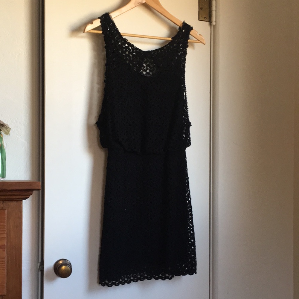 Free People Crochet Black Mini Dress